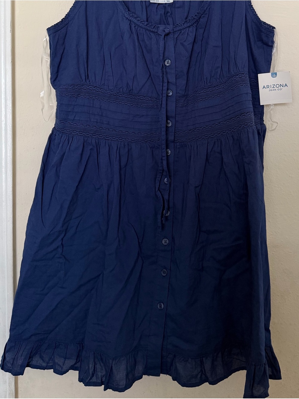 Arizona Jean Co. NWT JCPenney Juniors Floral Smocked Dress X-Large Potomac Blue
